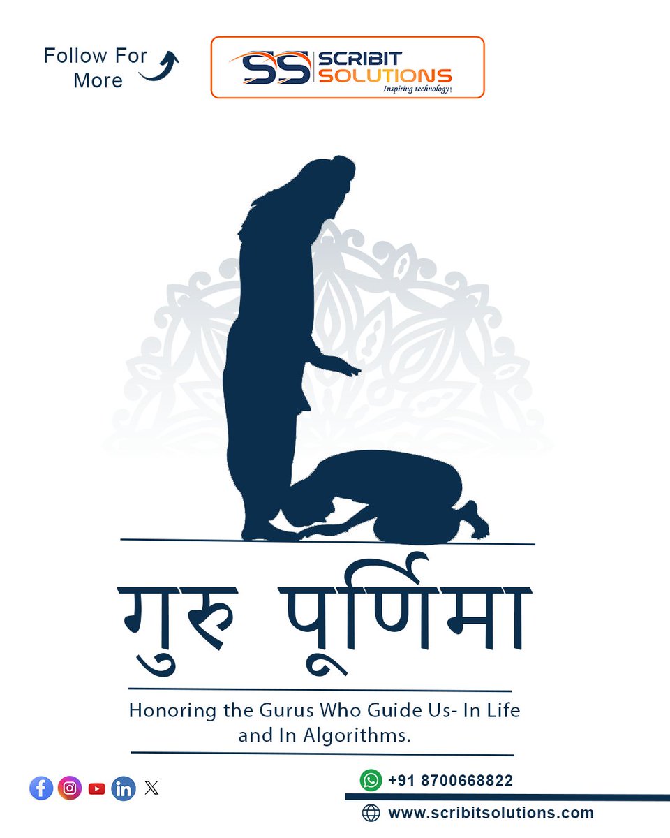 Scribitsolution's tweet image. Honoring the mentors who decode life and algorithms alike. Happy Guru Purnima from Team Scribit Solutions!
#GuruPurnima #TechWithTradition #ScribitSolutions #MentorsMatter #CodeAndCulture #GuruPurnima2025 #GratitudeInTech #TechGuidance