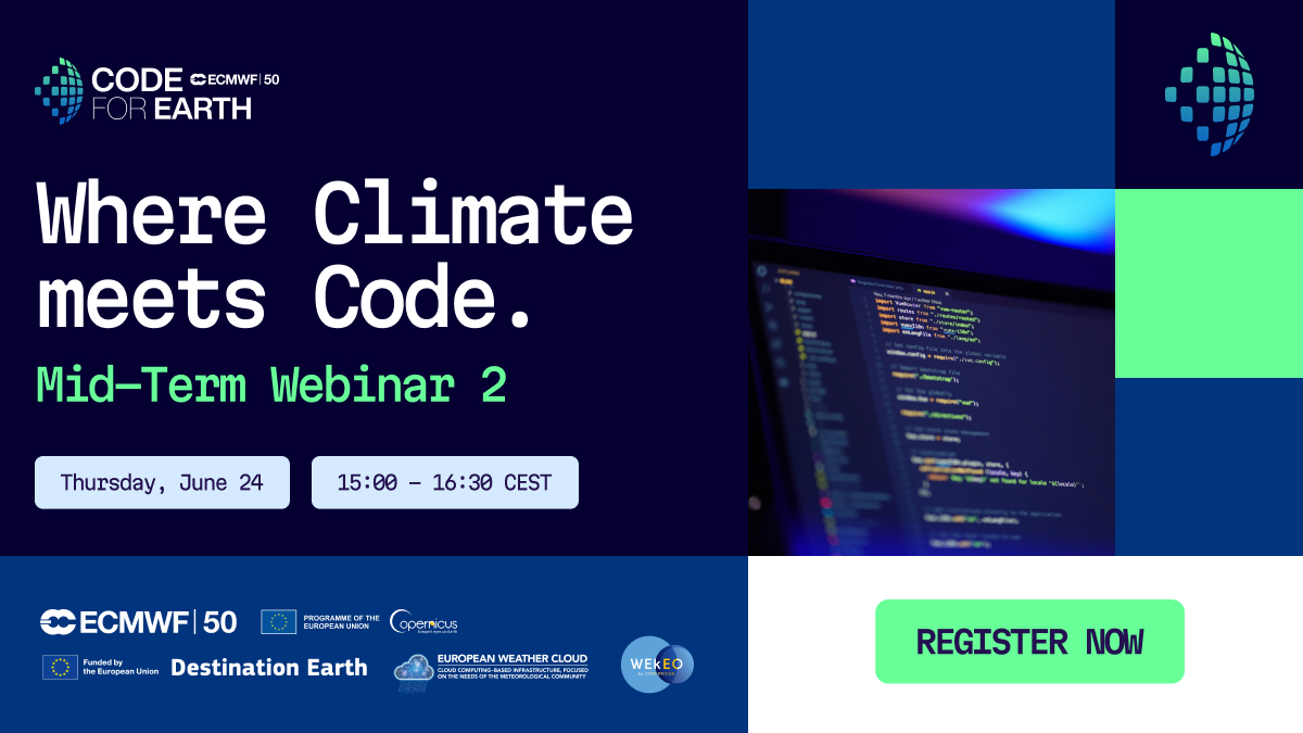 Missed the first one?
Our second #CodeForEarth webinar is just days away!
Catch more teams, more tools, and more climate-smart ideas.
🗓️ 24/07/2025 — 15:00 - 16:30 CEST
#ClimateTech #CodingPhase #OpenData