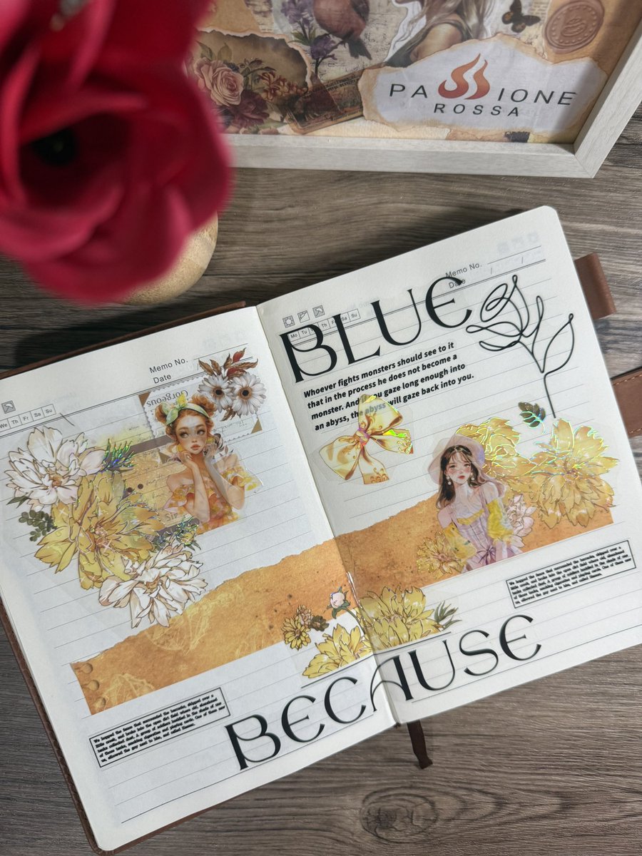 passionejournal's tweet image. Golden hues and quiet thoughts. ✨
Let your pages speak when words fall short. 🌼

#JournalWithMe #CreativeJournaling #ScrapbookLayout #ArtTherapy #PassioneRossaScrapbook #StickerLove #JournalingInspiration #PaperCrafts #YellowAesthetic #VintageStyle #ScrapbookIdeas