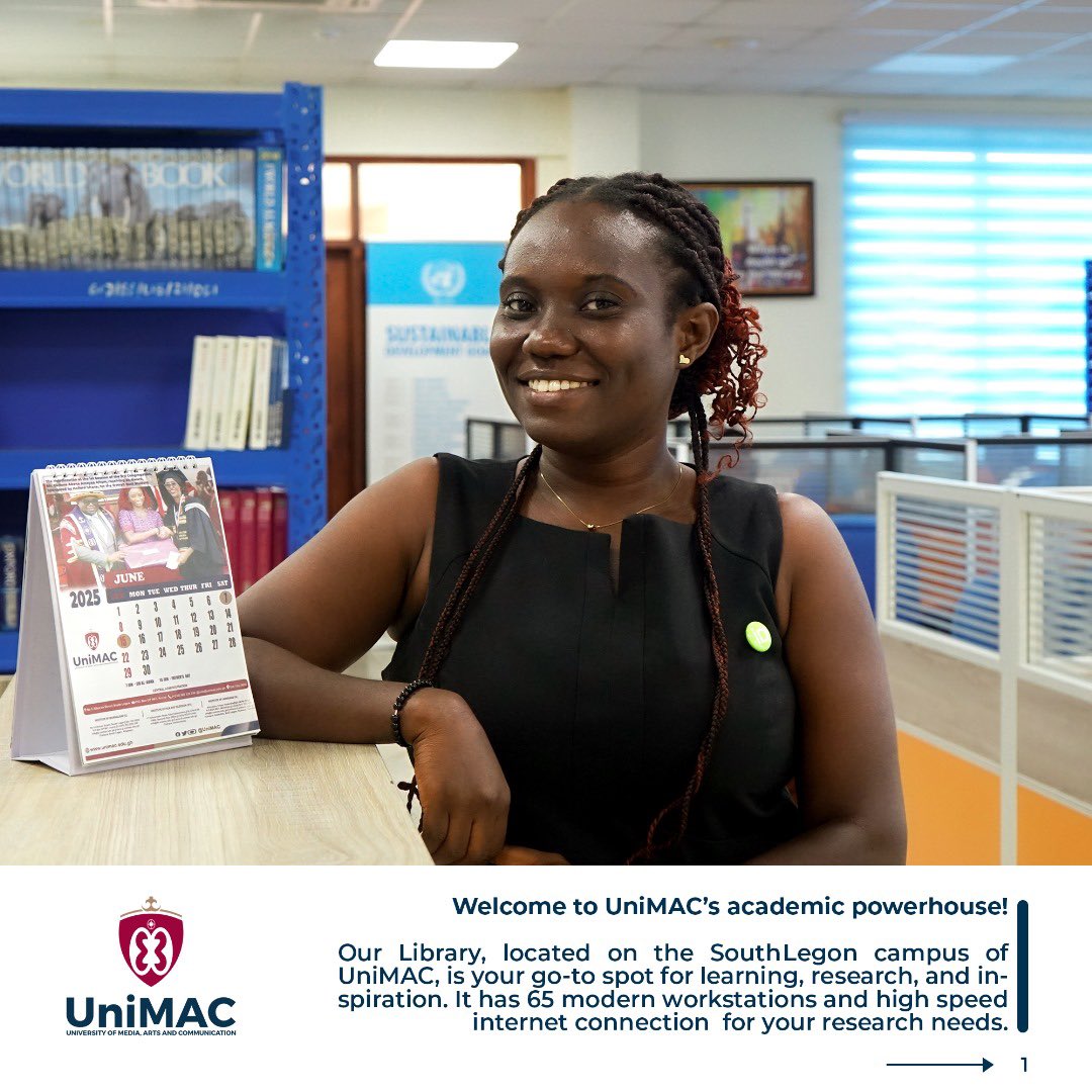 unimac_gh's tweet image. Are you looking for a quiet place to do research, study, or just think, our library is open to every member of the UniMAC community.
🔍 Find resources.
📖 Expand your mind.
🤝 Connect with fellow scholars.
#UniMACLibrary #StudySmart #UniMACCommunity #CampusLife #ReadExploreGrow