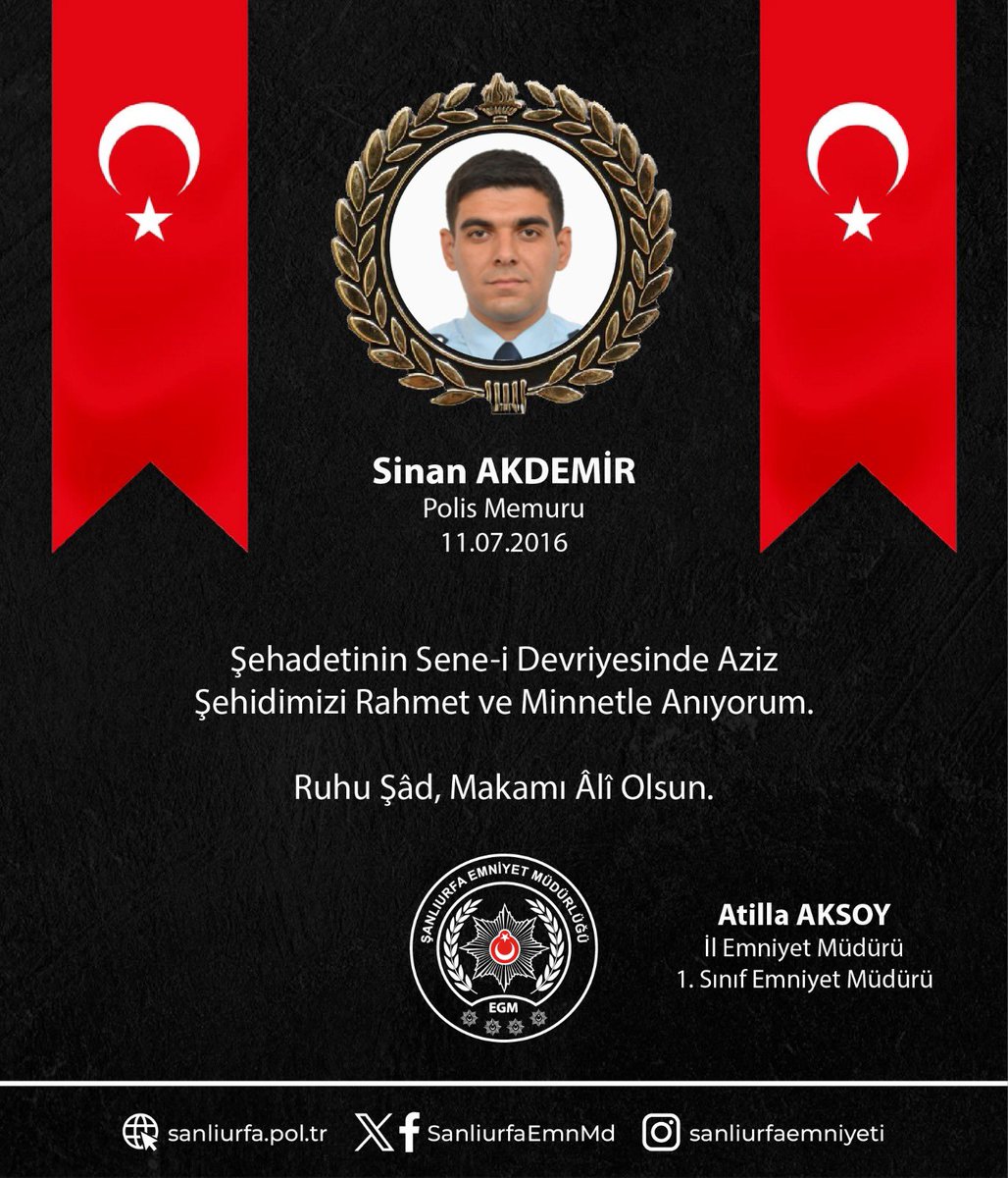 Şehadetlerinin Sene-i Devriyesinde Aziz Şehitlerimizi Rahmet ve Minnetle Anıyorum.

Ruhları Şâd, Makamları Âlî Olsun. 🇹🇷