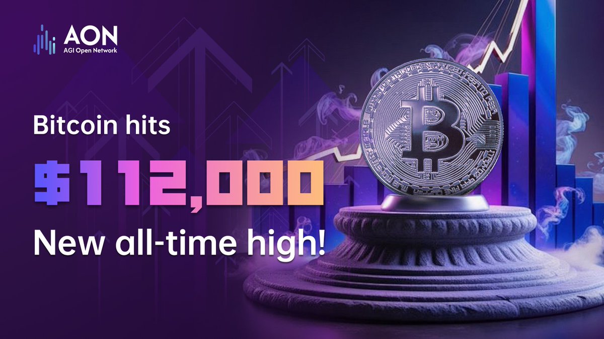 🚀 Bitcoin hits $112,000 — new all-time high!

As crypto momentum returns, the AI + Web3 revolution is just beginning.

Builders are coming back. Capital is flowing.
Time to launch your AI Agent and ride the next wave with AON. 🌊