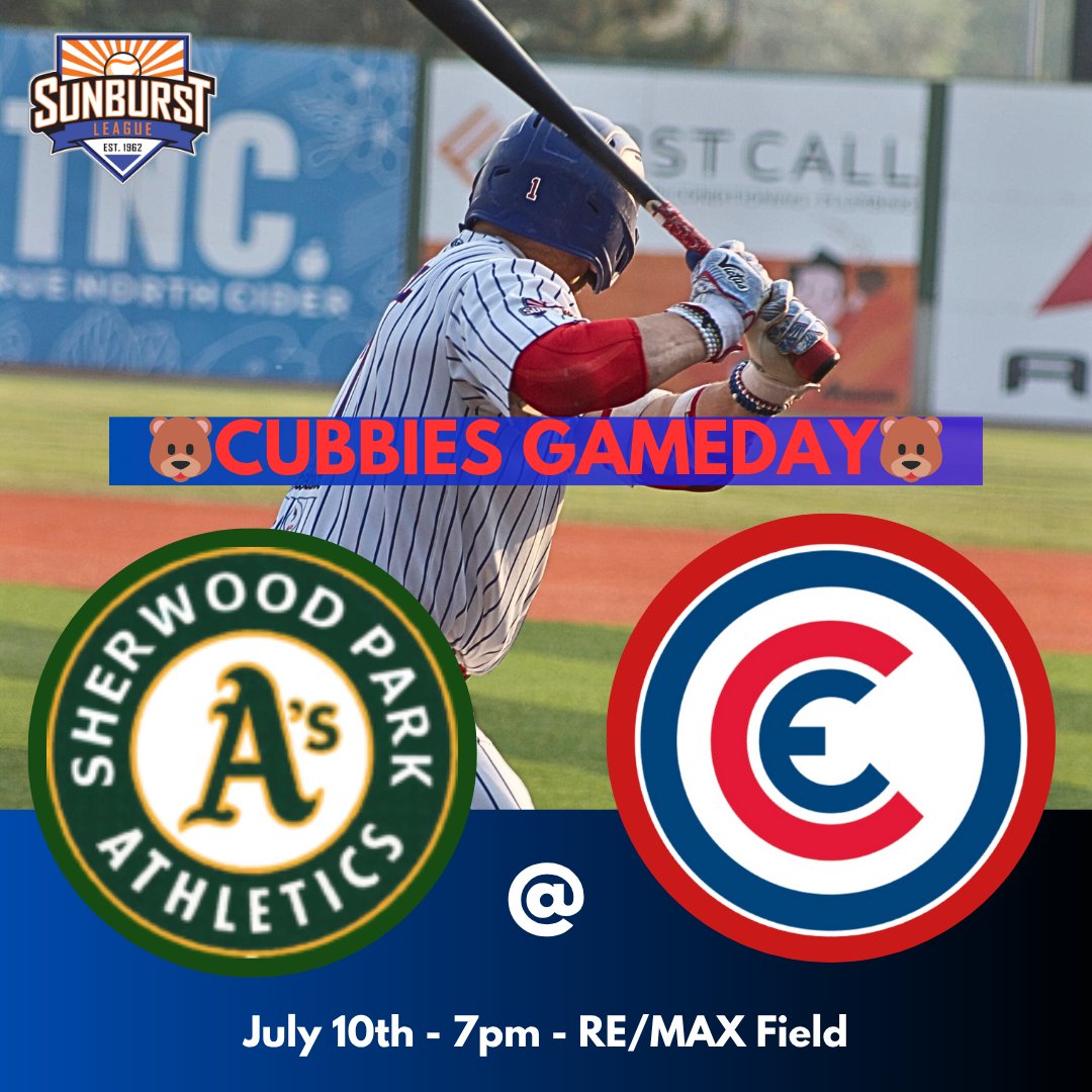 edmontoncubs's tweet photo. The top 2 teams in the @sunburstleague North division go head to head at RE/MAX Field tonight as Sherwood Park comes into town. 7pm start, Wiun on the mound. 

#gocubsgo⚾️🐻 

📸@paiget_ https://t.co/X1o1lCXcxY