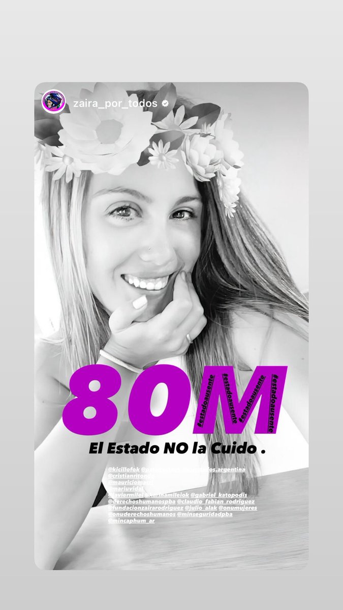 El #estadoausente NO la cuido y tampoco nos Cuida . Lo único que hacen los Gobiernos son Promesas al Pasar . Que Dios y la Patria se los demande.
<a href="/MinSeguridad_Ar/">Ministerio de Seguridad Nacional</a> <a href="/ONU_derechos/">ONU Derechos Humanos - América del Sur</a> <a href="/ONUMujeres/">ONU Mujeres</a> <a href="/gkatopodis/">Gabriel Katopodis</a> <a href="/mauriciomacri/">Mauricio Macri</a> <a href="/PatoBullrich/">Patricia Bullrich</a> <a href="/mariuvidal/">María Eugenia Vidal</a> <a href="/JMilei/">Javier Milei</a> <a href="/KarinaMileiOk/">Karina Milei</a> #parati