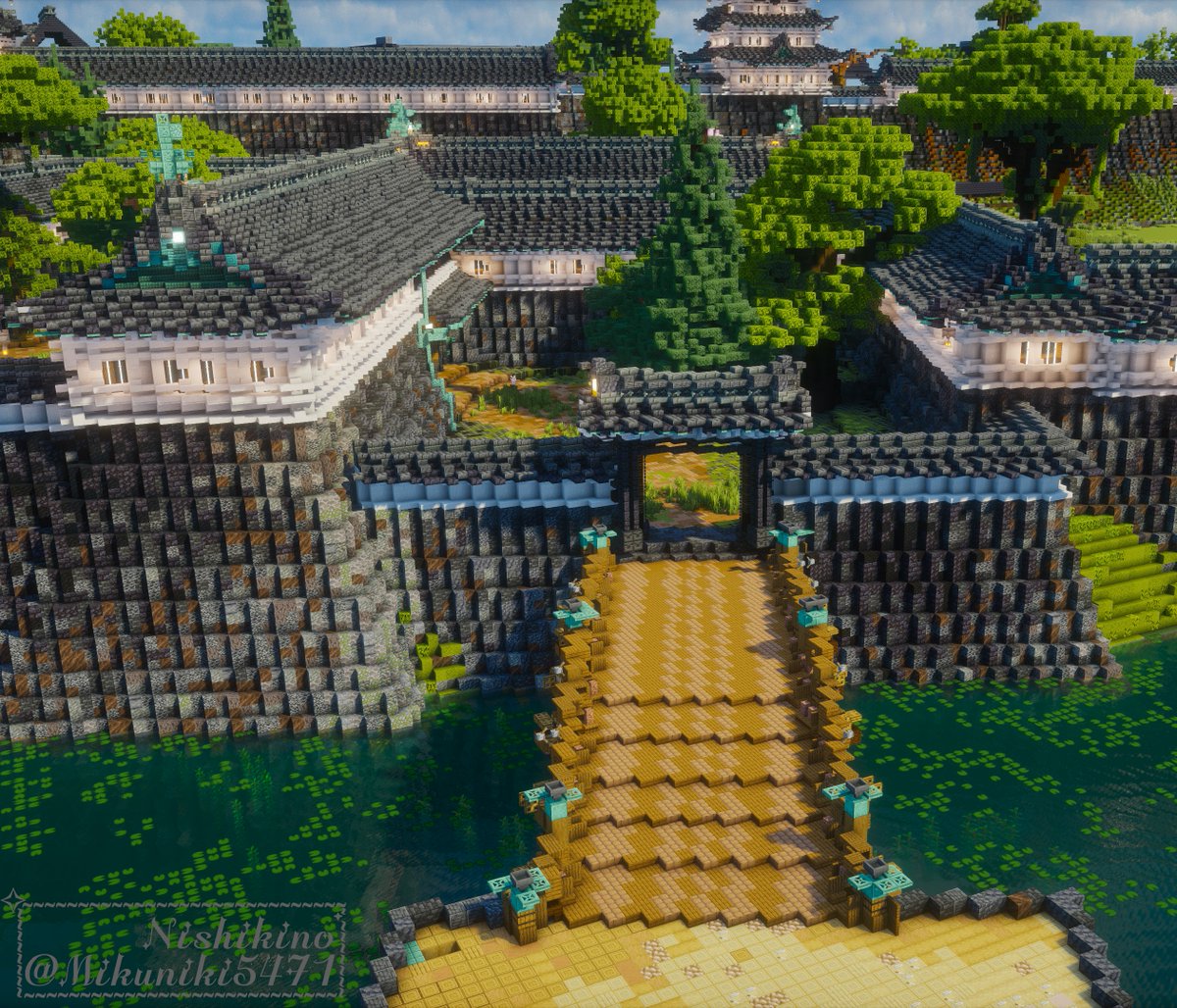 MikuNiki5471's tweet image. 和風の城の門
#Minecraft #Minecraft建築コミュ #Minecraftbuilds #和風建築