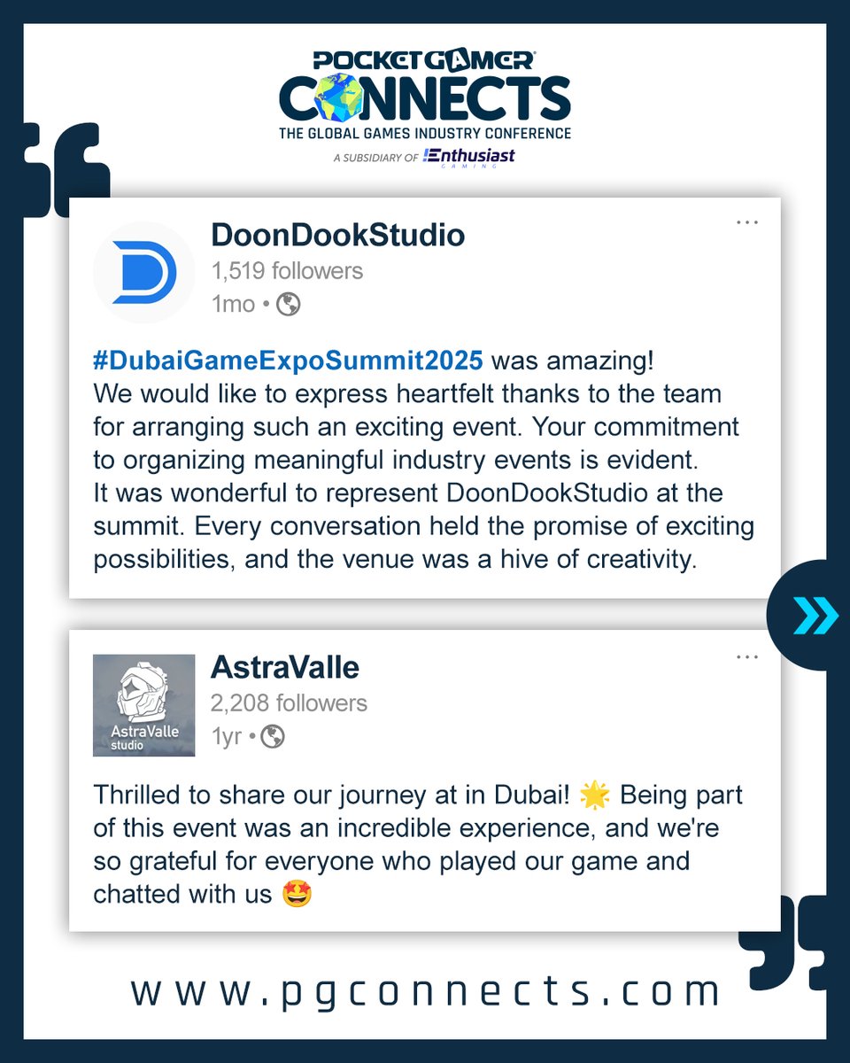 PGConnects's tweet image. Here’s a look at what brands had to say about @PGConnects last year 👇
 
Shared your PGC experience in the past? 
 
 We’ve seen it and we're grateful - keep them coming.
 
We’re always listening and taking notes! #gamedevcommunity #gameindustry #gamesevents