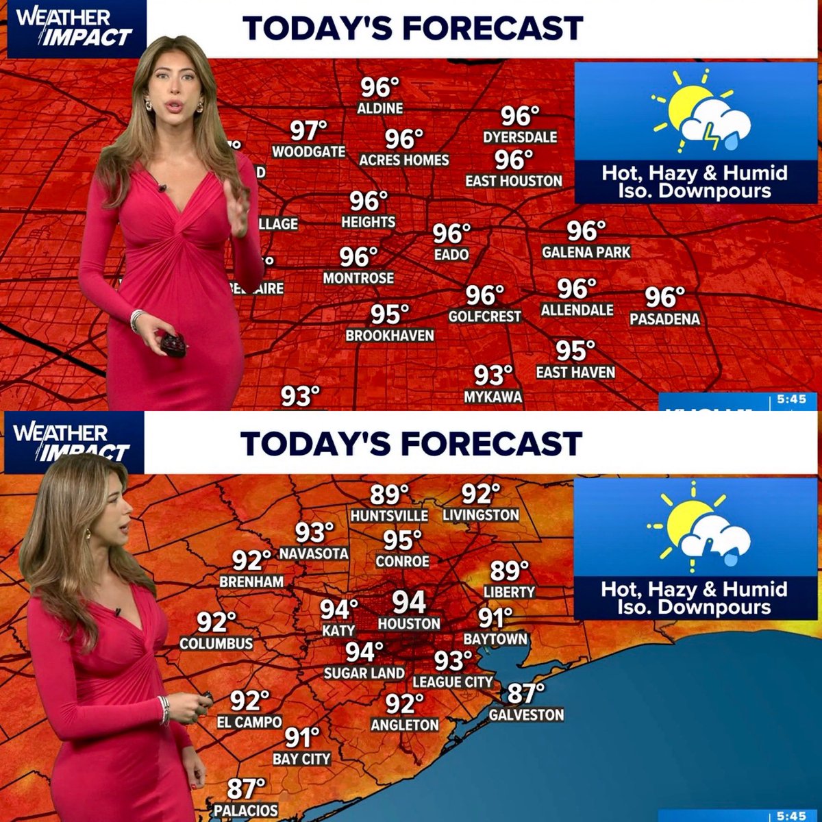 Kim Castro (@kimcastrowx) on Twitter photo A bit hotter today, a bit more humid too...AND…
Hazy-that's from the Saharan Dust!
Lowering our rain chances a bit...
40% mainly between 3-6 PM
<a href="/KHOU/">KHOU 11 News Houston</a> #khou11 A bit hotter today, a bit more humid too...AND…
Hazy-that's from the Saharan Dust!
Lowering our rain chances a bit...
40% mainly between 3-6 PM
<a href="/KHOU/">KHOU 11 News Houston</a> #khou11