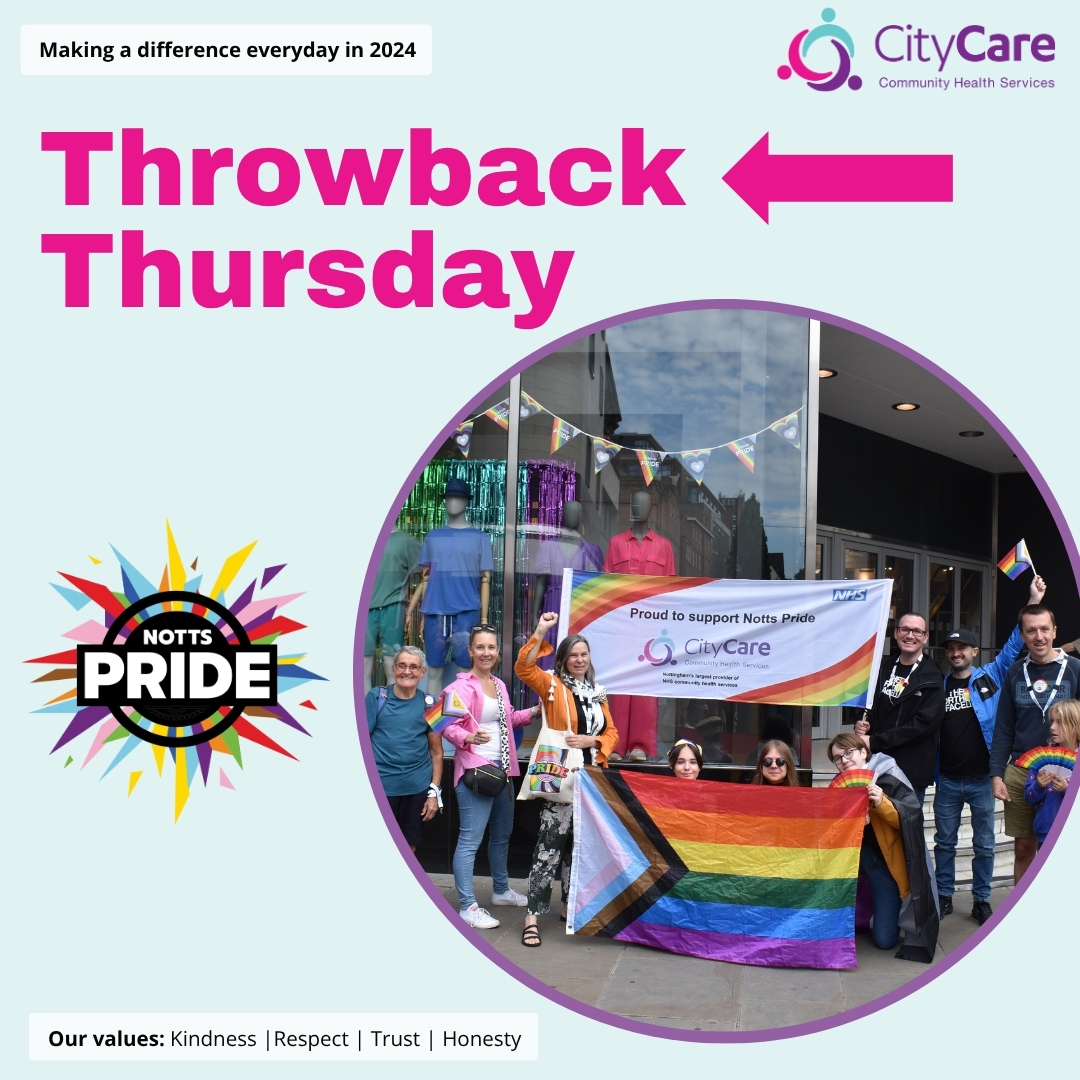 It’s Throwback Thursday and last July, Nottingham CityCare joined Notts Pride for the first time.

On Saturday 26 July 2025, Nottingham CityCare will once again stand proudly alongside the LGBTQ+ community at Notts Pride. 

#MakingADifference #NottsPride #NottinghamPride2025