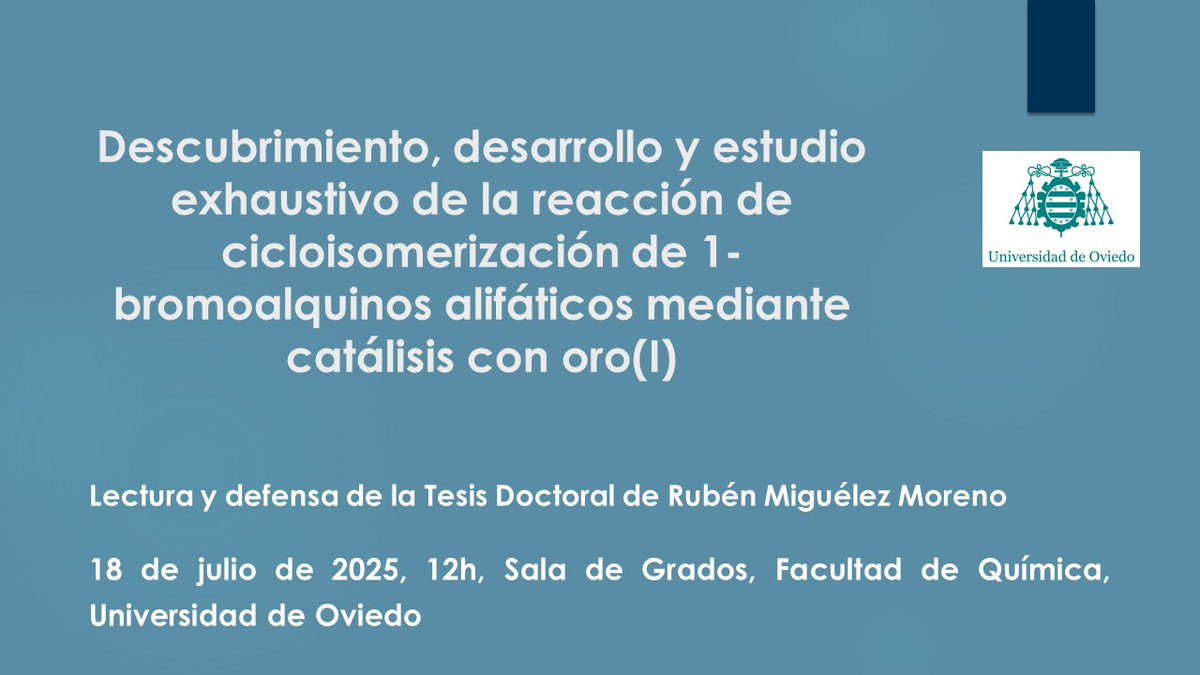 No os perdáis la lectura y defensa de Tesis de Rubén Miguélez Moreno la semana que viene. <a href="/Fac_Quim_Uniovi/">Facultad de Química - Universidad de Oviedo</a> <a href="/PbLabUniOvi/">PbLab</a>
