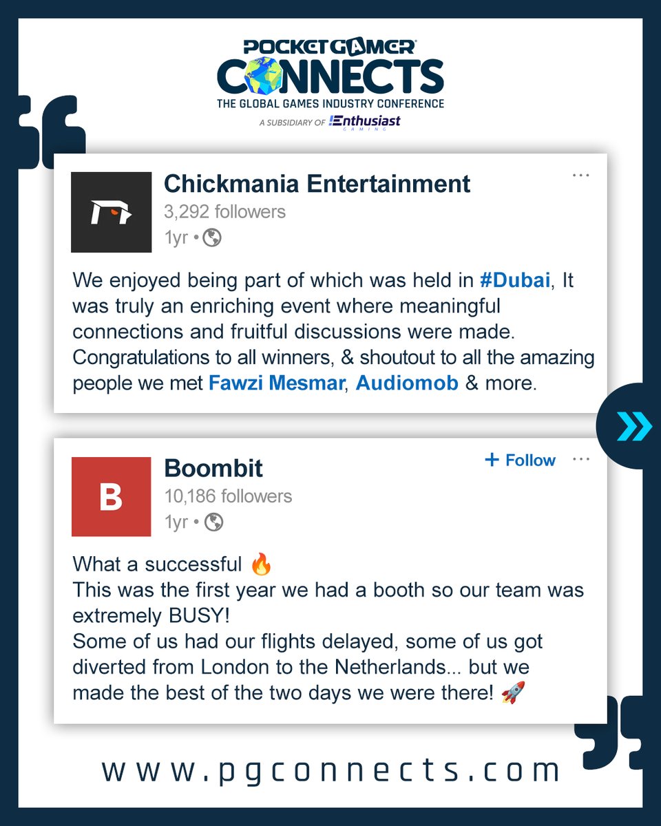 PGConnects's tweet image. Here’s a look at what brands had to say about @PGConnects last year 👇
 
Shared your PGC experience in the past? 
 
 We’ve seen it and we're grateful - keep them coming.
 
We’re always listening and taking notes! #gamedevcommunity #gameindustry #gamesevents