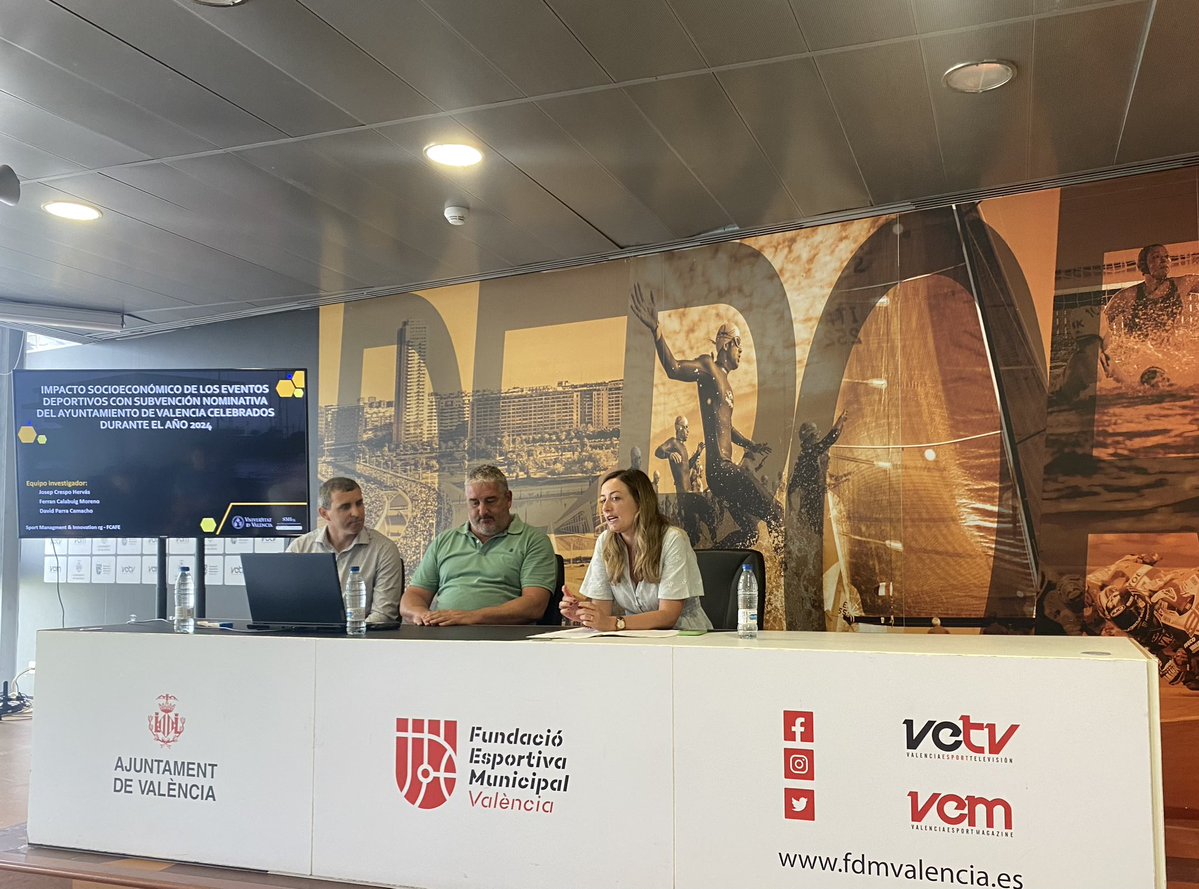 FDMValencia's tweet image. Presentado estudio ‘Impacto socioeconómico de los Eventos Deportivos con subvención nominativa del Ayuntamiento de Valencia celebrados en 2024’
✅Analizados 🔟eventos
🔝Conclusiones sobre experiencia de ciudad, calidad eventos, sostenibilidad, integración y fomento deportivo