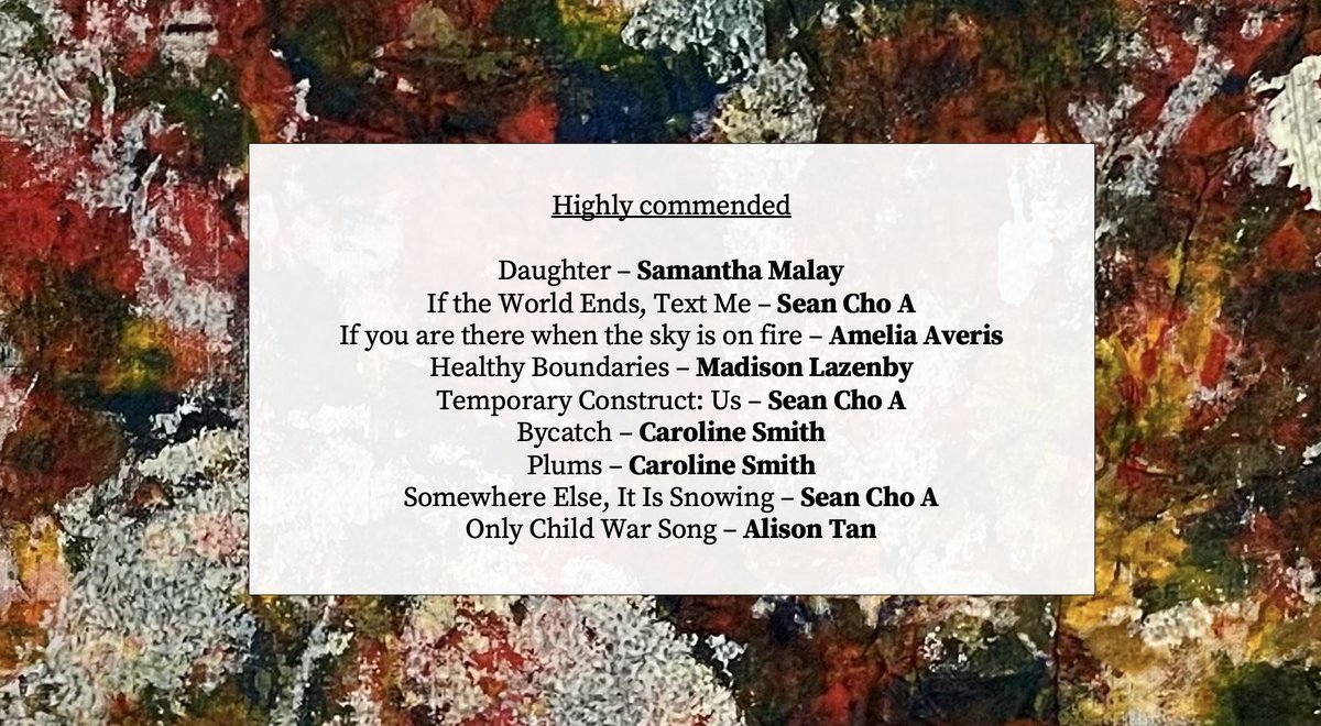 Passionfruitlit's tweet image. Thank you to all those who submitted to the Here and Now poetry contest! The contest judge, Vanessa Lampert, has made the following selections: