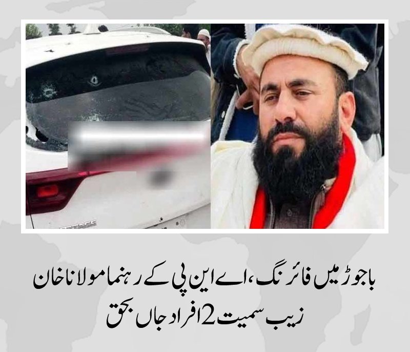 باجوڑ میں دہشتگردوں کیخلاف توانا آواز اور رہنماء عوامی نیشنل پارٹی مولانا خان زیب کو دہشتگردوں نے فائرنگ کر کے شہید کر دیا۔ مولانا خان زیب TTP فتنہ الخوارج کے سخت ناقد تھے لیکن آج تمام فتنہ پرور اکاؤنٹس نامعلوم لکھ رہے تاکہ اس ناحق قتل کو ریاست کے سر ڈالا جا سکے۔