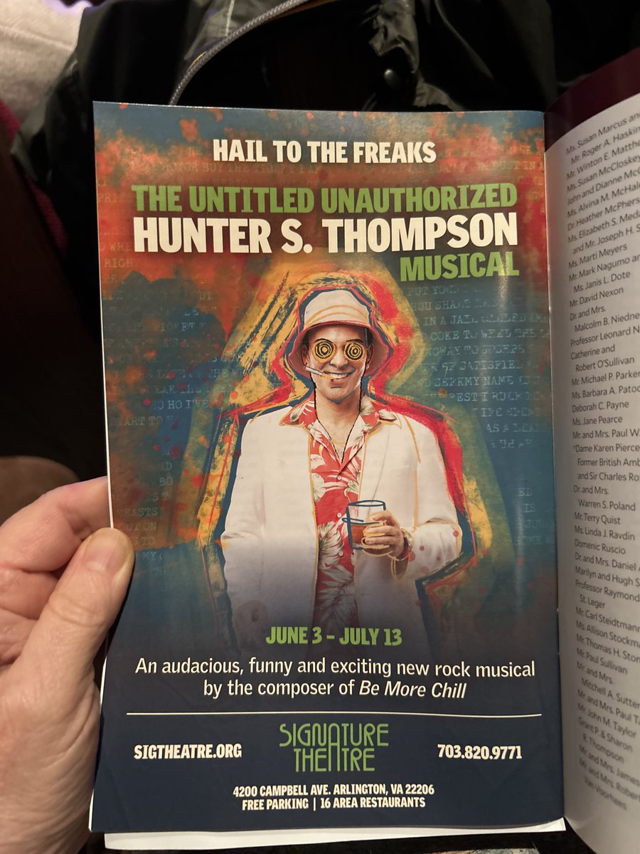 Feels like this Hunter S. Thompson musical would be amazing or atrocious. Let me if you went!