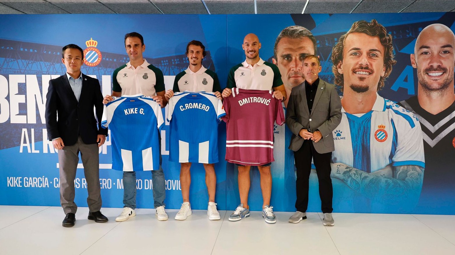 Kike García, Carlos Romero y Dmitrovic, presentados con el Espanyol (Foto: RCDE).