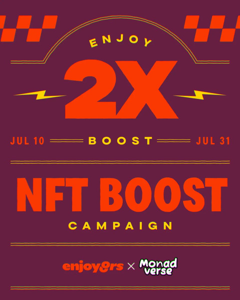 enjoyoors (@enjoyoorsxyz) on Twitter photo Enjoyoors x <a href="/monadverse/">Monadverse ⨀</a> 👀
We’re kicking off another NFT Boost Campaign with one of Monad’s most creative communities!
Hold a Monadverse NFT and earn 2x pokeMON points for staking on Enjoyoors.
📅 July 10th – July 31st Enjoyoors x <a href="/monadverse/">Monadverse ⨀</a> 👀
We’re kicking off another NFT Boost Campaign with one of Monad’s most creative communities!
Hold a Monadverse NFT and earn 2x pokeMON points for staking on Enjoyoors.
📅 July 10th – July 31st