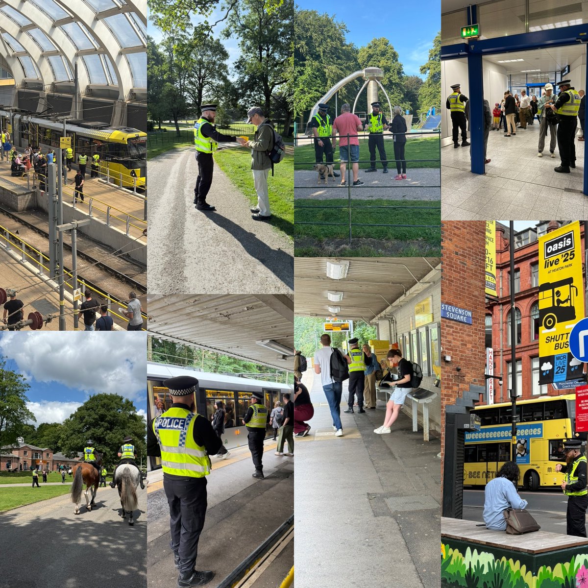 Are you breaking out the bucket hat &amp; three stripes this weekend? <a href="/gmpolice/">Greater Manchester Police</a>   #ProjectServator officers have been rolling with it across Manchester leading up to the <a href="/oasis/">Oasis</a> events. We have deployed across the <a href="/BeeNetwork/">Bee Network</a>  &amp; event site in a bid to improve out network of vigilance.