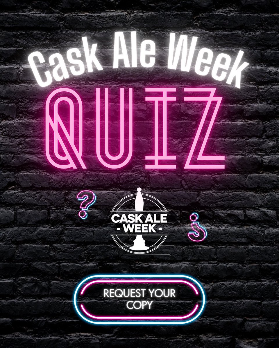 caskaleweek's tweet image. The Famous Cask Ale Week Quiz is BACK!
Pubs, breweries, clubs and bars — why not host your own #caskaleweek Quiz Night this September?
Written by the brilliant Annabel Smith – Beer Sommelier, author & TV/radio personality!
Request your FREE copy:
caskaleweek.co.uk/pubs-and-brewe…