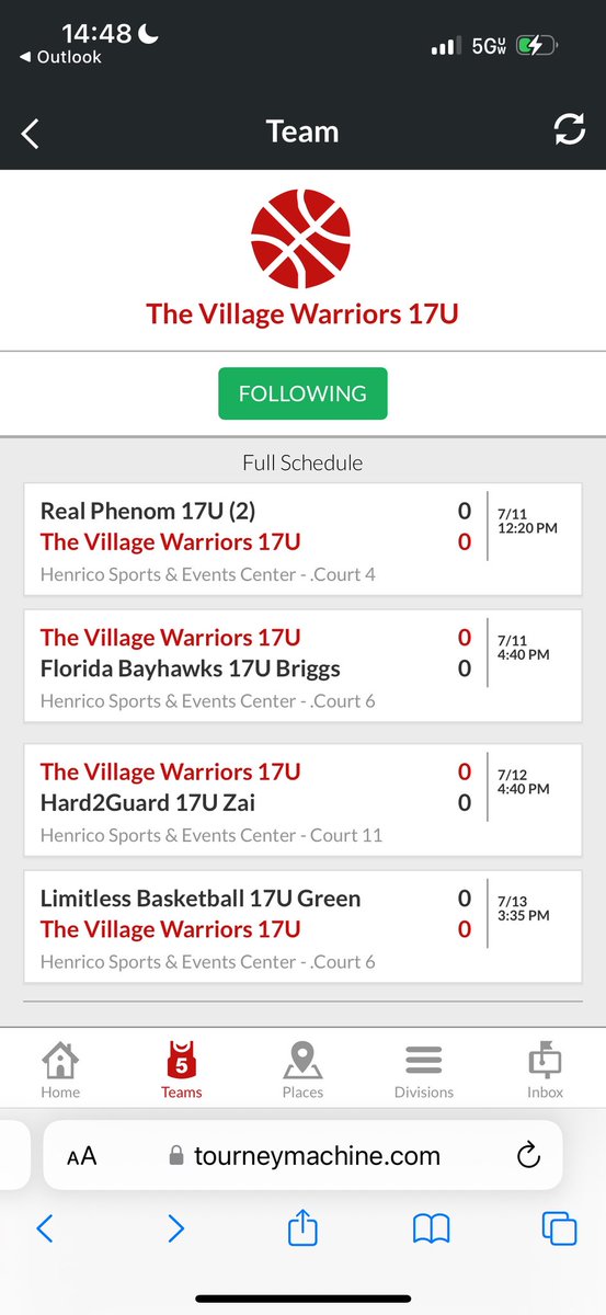 SmithJorda81661's tweet photo. College Coaches, here is my schedule for Richmond, Va NXT Pro’s Live period event, Village Warriors 17s @TvWarriors704 https://t.co/9T12cbYXAT