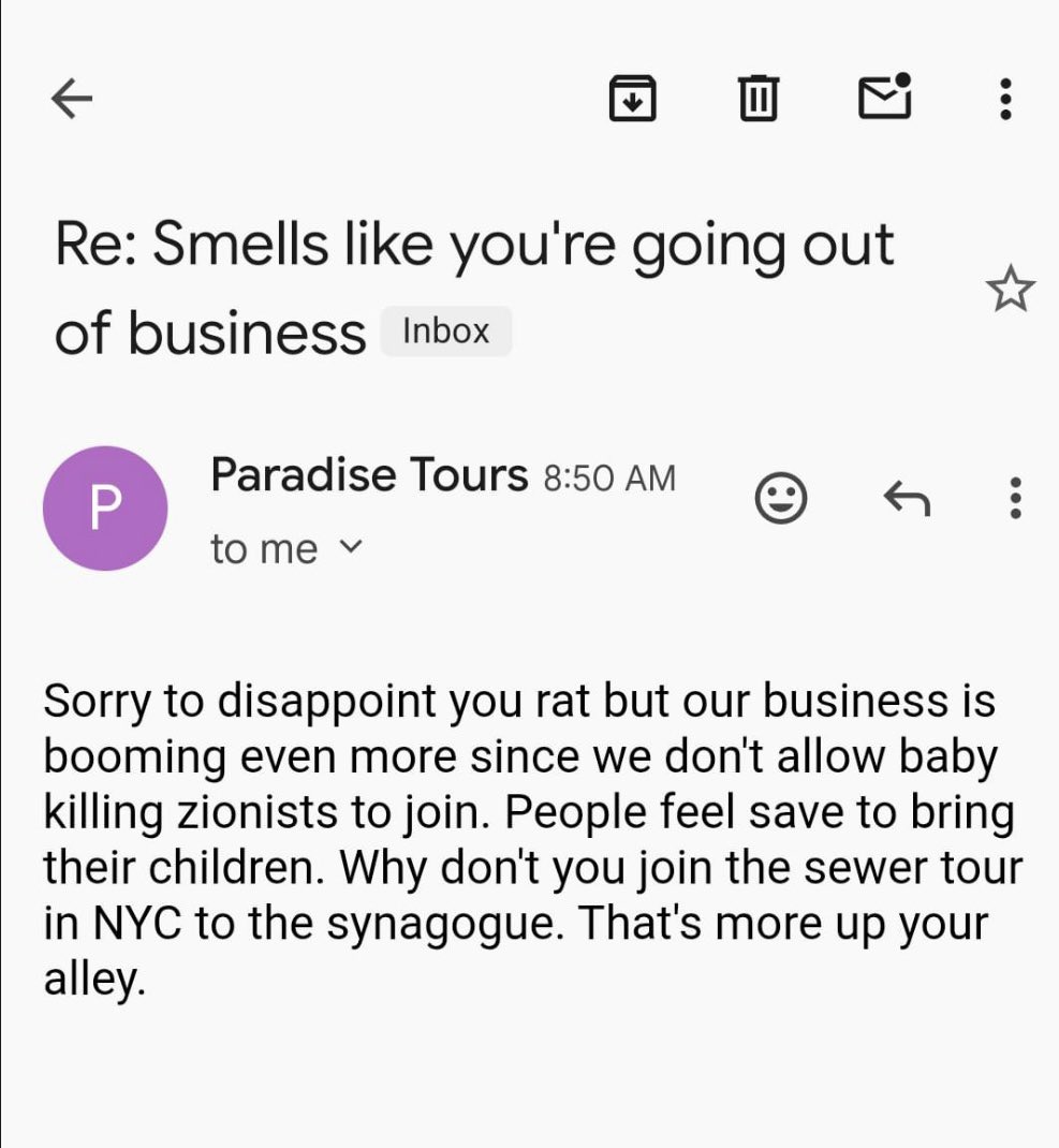 And it continues. 

This time they’re not even hiding their Jew hatred. 

These guys cannot stay in business.