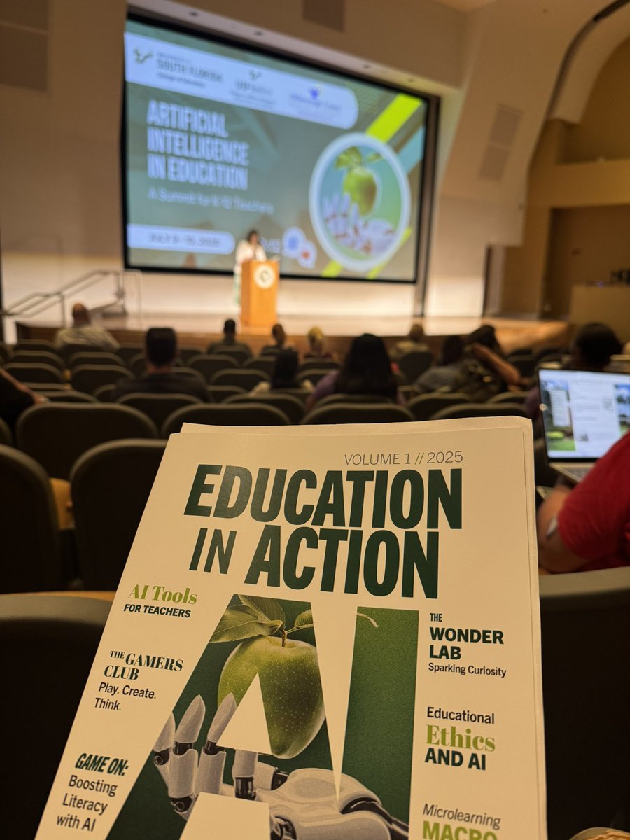 MsTumiSTEMSaavy's tweet photo. Enjoyed a great day with awesome learning at the AI K-12 Summit hosted @USouthFlorida yesterday! There were many great sessions and we took an impressive tour of the InEd Studios on campus, where AI is used to create video for canvas course and podcasts! #AIK12 https://t.co/eDCoTCFqG6