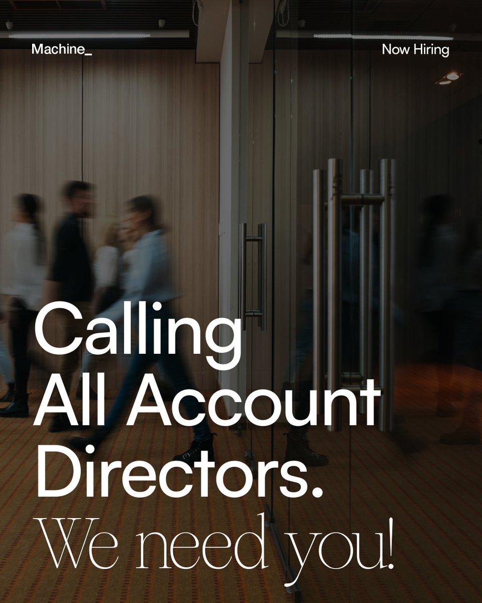 We’re growing – and looking for an Account Director to grow with us.

Machine CPT is on the hunt for a sharp, strategic thinker who knows how to lead teams, build strong client partnerships, and deliver standout work.

If you’re a senior who thrives on getting stuck in and