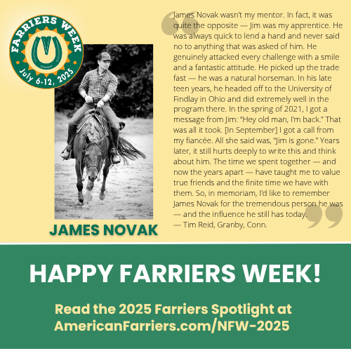 hoofcare's tweet photo. Happy National #FarriersWeek! Each day we are featuring one of the many farriers that can be found in this year's edition of the Farrier Spotlight, a compilation of user-submitted tributes to the hardworking people that keep our horses sound. Read them at https://t.co/Yk3QuxkPnB https://t.co/56gDcUtAFZ