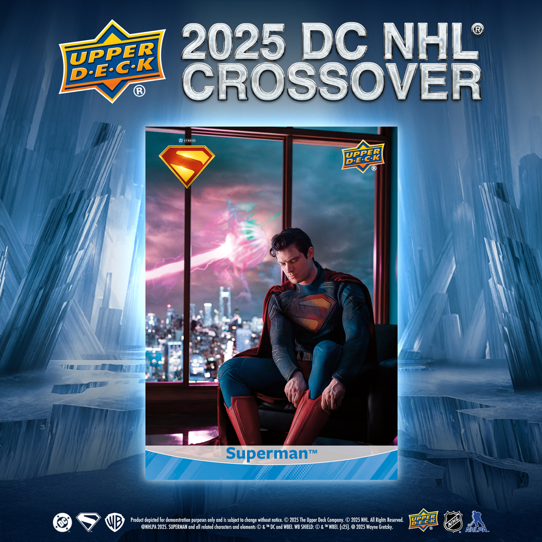 UpperDeckSports's tweet photo. When everything is on the line, our heroes suit up and save the day. 
Collect @Superman and Krypto alongside NHL Icons @waynegretzky and @cmcdavid97 in the DC x NHL Crossover trading card set, exclusively on Upper Deck e-Pack today!
#Superman - only in theaters July 11.

Get it here 👉 https://t.co/lQCKqPtQvx