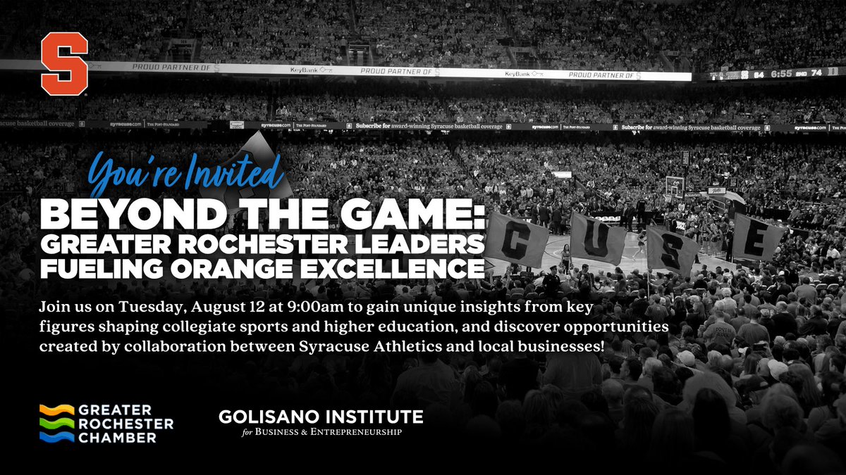 RochesterChambr's tweet image. When excellence takes the court—the region rises with it.🍊You&apos;re invited to join us for an event to connect with key figures shaping collegiate sports &amp;amp; higher education at @SyracuseU with #GreaterROC&apos;s business leaders.

Secure your spot today: my.greaterrochesterchamber.com/calendar/Detai…
Secure