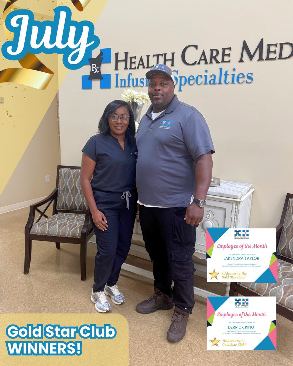 hcminfusion's tweet photo. 🌟CONGRATULATIONS🌟 to Lakendra and Derrick, our July Gold Star Club Winners! 👏Thank you for your hard work and dedication, Lakendra and Derrick!

#goldstarclub #hcmis #healthcarewithheart #weloveourstaff #employeesofthemonth https://t.co/hghBhF9TxH