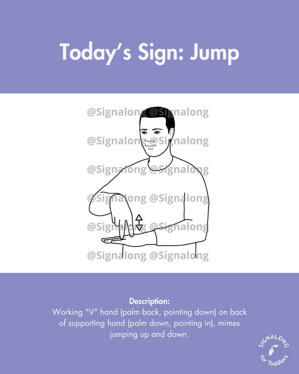 Signalongforto1's tweet image. Today’s Sign is Jump.

“Jump” is a fun and active sign that your   little ones will love to learn, especially when they’re full of energy! 👶

#TodaysSign #KeepActive #Signalong