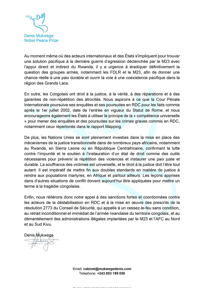 Israël Mutombo (@isralmutombo11) on Twitter photo «Les Congolais ont droit à la justice, à la vérité, à des réparations et à des garanties de non-répétition des atrocités». Une interpellation du Docteur <a href="/DenisMukwege/">Denis Mukwege</a> dans sa réaction à la suite du nouveau rapport du groupe d'experts des Nations-Unies. «Les Congolais ont droit à la justice, à la vérité, à des réparations et à des garanties de non-répétition des atrocités». Une interpellation du Docteur <a href="/DenisMukwege/">Denis Mukwege</a> dans sa réaction à la suite du nouveau rapport du groupe d'experts des Nations-Unies.