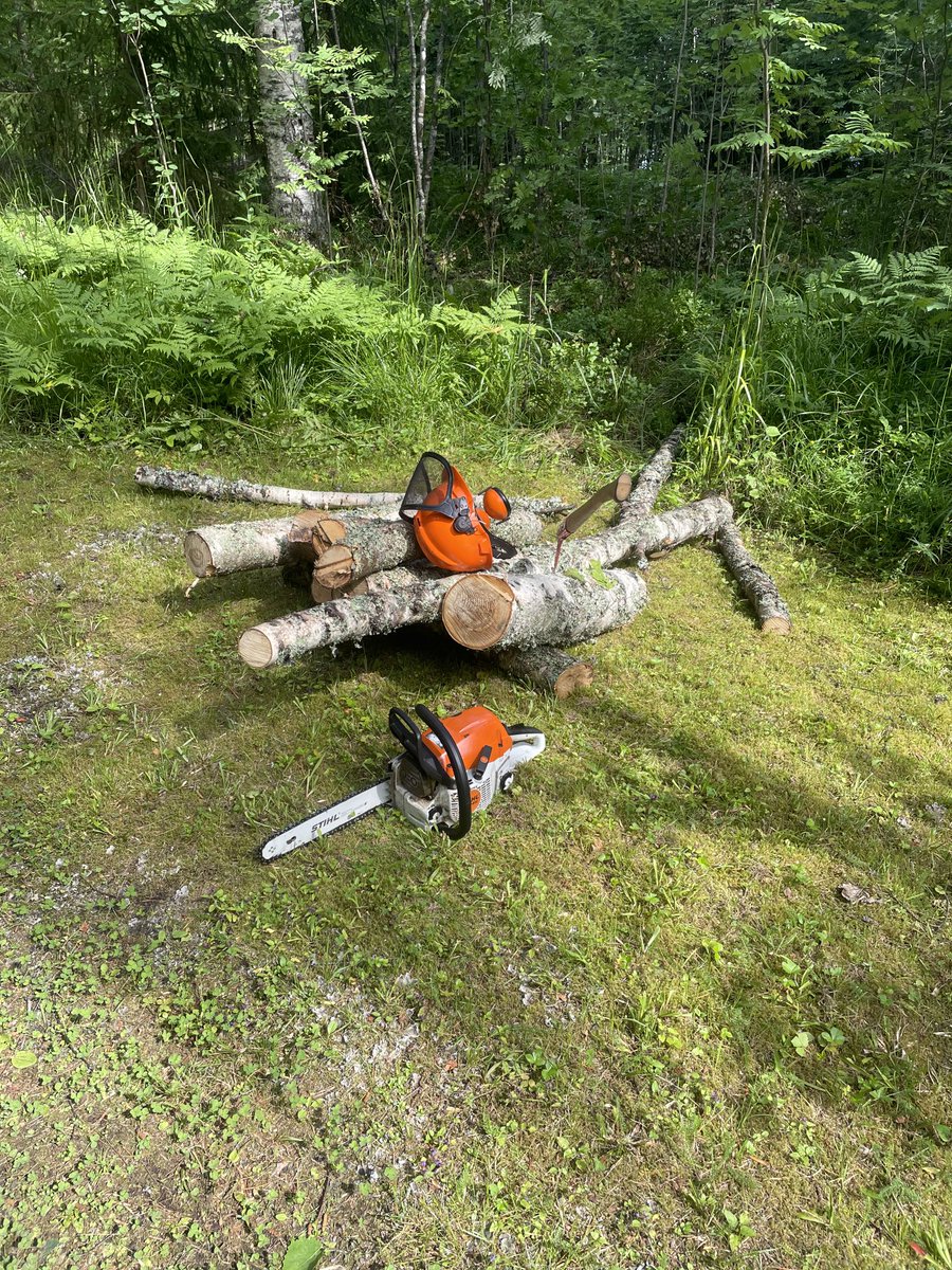 Kun Mikkelissä ei sattumoisin satanut niin pääsin puuhommiin. Pari tuulenkaatoa tuli tehtyä klapeiksi. Hien saa kaksi kertaa. Puita tehdessä ja sitten saunassa.   #Mikkeli #Saimaa #Sauna 😀👊👍