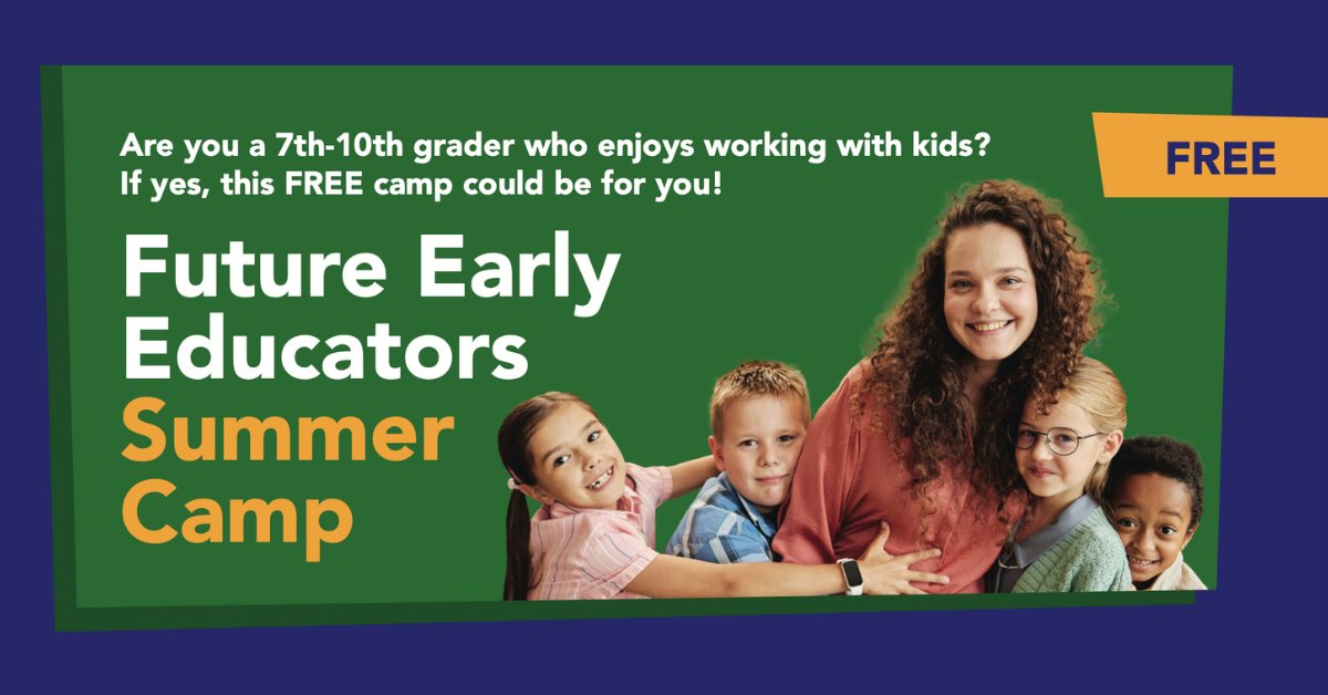 Know a 7th–10th grader who loves working with kids? They're invited to join our FREE Future Early Educators Summer Camp August 5-7 at NHTI! 🌟 Email dmenard@ccsnh.edu to learn more. #futureearlyeducators #choosecommunity <a href="/CCSNH603/">CCSNH</a>