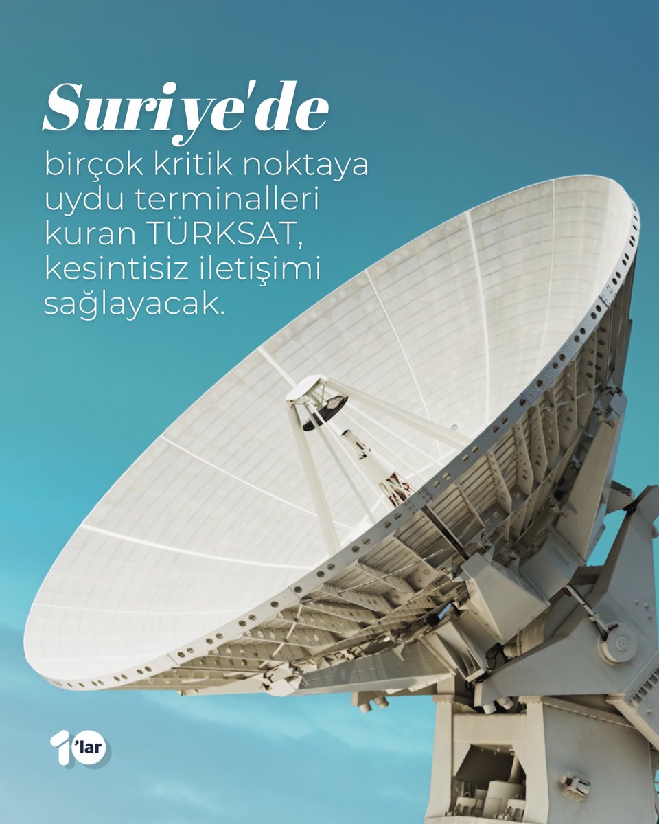 ▪️Suriye'de kesintisiz iletişimi TÜRKSAT sağlayacak 📡

TÜRKSAT, Suriye'de birçok kritik noktada sahaya kurduğu uydu terminalleri ile kamu otoritelerinin hızlı, kesintisiz ve güvenli bağlantıya kavuşmasını sağladı.