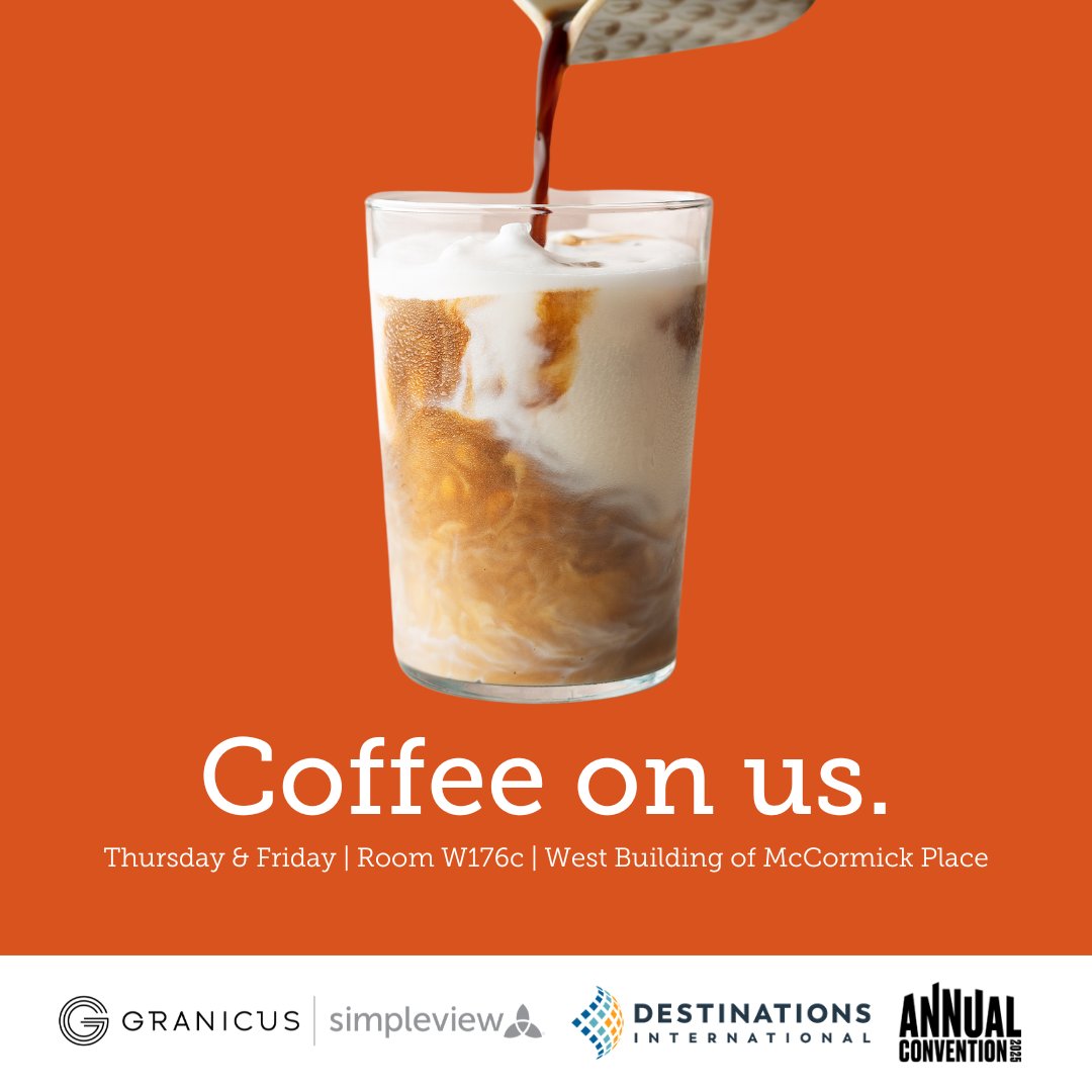 We're serving up caffeine pick-me-ups all conference long ☕ Stop by room W176c in the West Building of McCormick Place at <a href="/destintl/">Destinations International</a> Annual Convention! 

#MeetingsandEvents #TravelandTourism