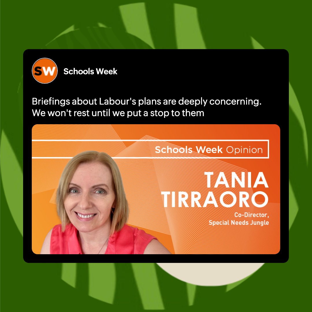 Special Needs Jungle (@spcialndsjungle) on Twitter photo #EHCPs: Why we’re campaigning to save a ‘broken’ system. SNJ's <a href="/TaniaLT/">Tania Tirraoro FRSA - Special Needs Jungle</a> in <a href="/SchoolsWeek/">Schools Week</a> on the #SaveOurChildrensRights campaign: Stop the Government stripping away rights and instead fix what they broke. We will not back down until they do. schoolsweek.co.uk/removing-ehcps… #EHCPs: Why we’re campaigning to save a ‘broken’ system. SNJ's <a href="/TaniaLT/">Tania Tirraoro FRSA - Special Needs Jungle</a> in <a href="/SchoolsWeek/">Schools Week</a> on the #SaveOurChildrensRights campaign: Stop the Government stripping away rights and instead fix what they broke. We will not back down until they do. schoolsweek.co.uk/removing-ehcps…