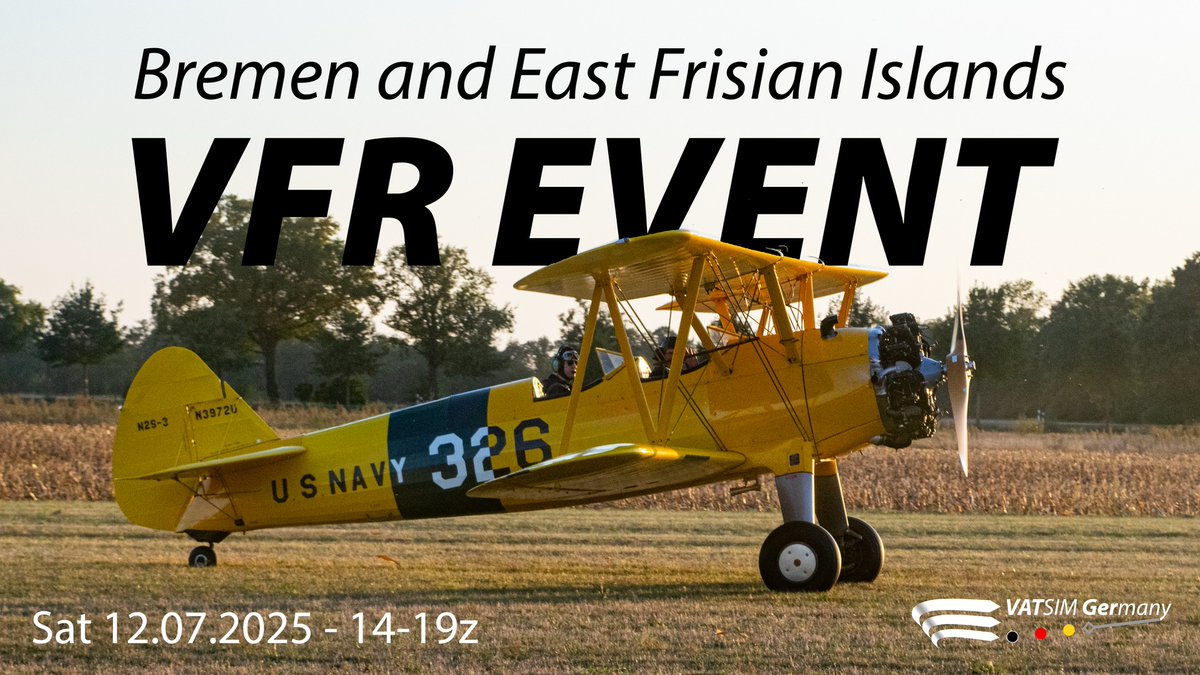 On July 12, 2025, from 14z to 19z, it's time for a VFR adventure in the Northwest! Fly from Bremen to the East Frisian Islands - Norderney, Juist, and Borkum await you! Short hops, clear pilots, and a maritime flair. Come along, because we look forward to seeing you on the radio!