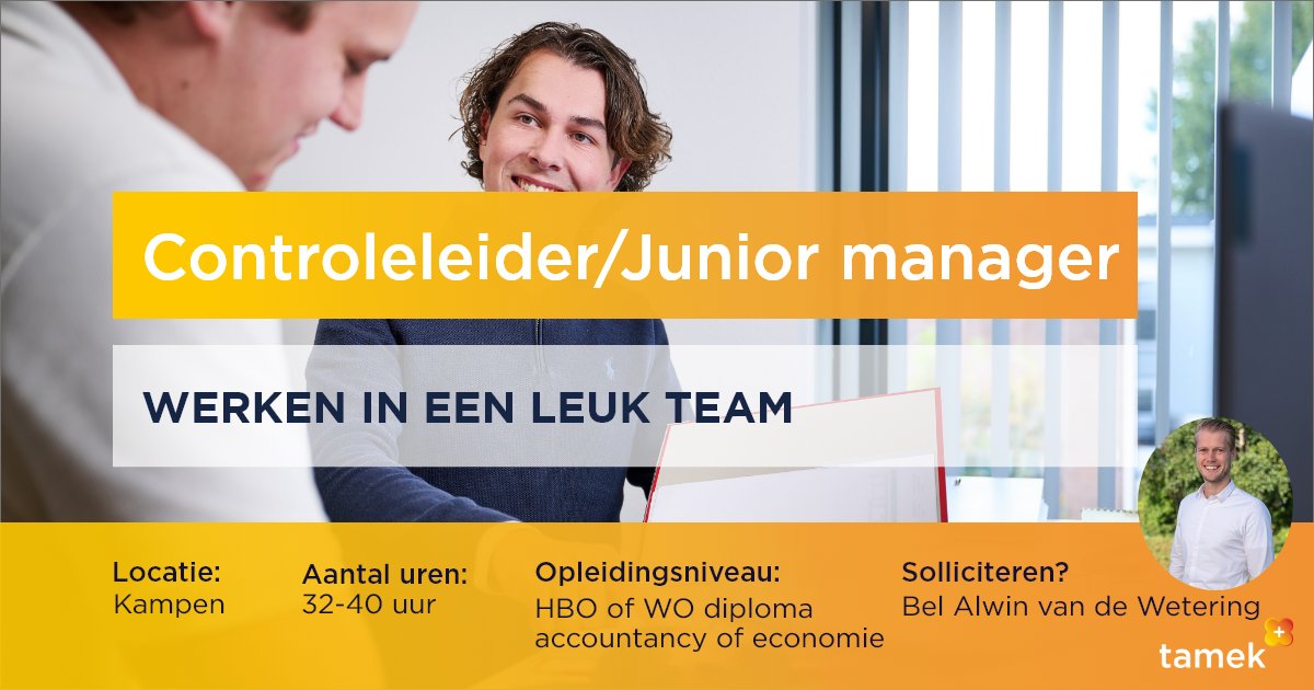 GEEN STOFFIGE ACCOUNTANCY, WEL DYNAMIEK &amp; GROEI.
Ben jij klaar voor uitdagende controleopdrachten? 

Check de vacature op 👉bit.ly/44BCRKC Onze collega Alwin van de Wetering vertelt je graag meer over deze functie. Bel of stuur een appje naar Alwin op: 06-18650980.