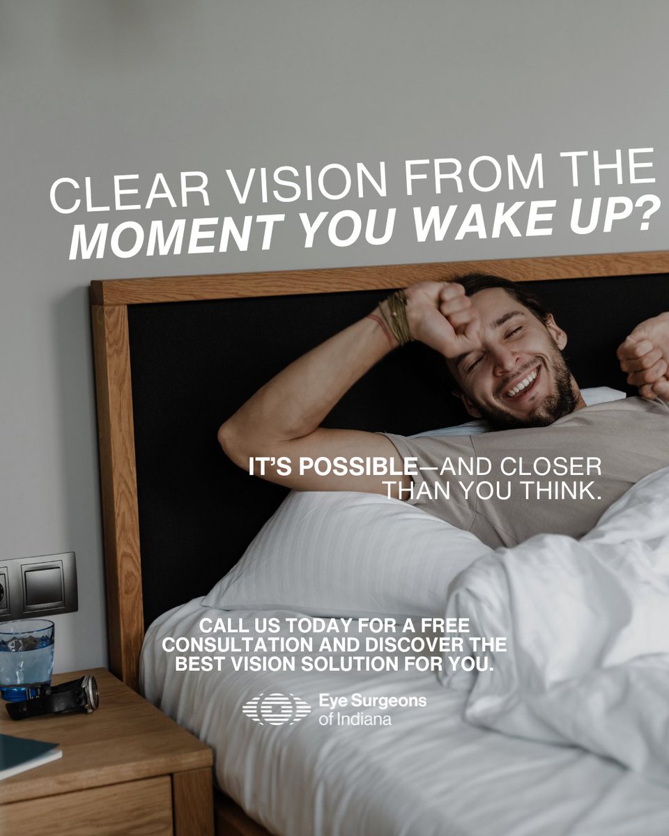 No glasses on the nightstand. No fumbling in the morning. Just clarity, right away.  Call us today to discover the best vision solution for you. 

#eyesurgeonsofindiana #eyesurgeons #eyesurgeonsindiana
