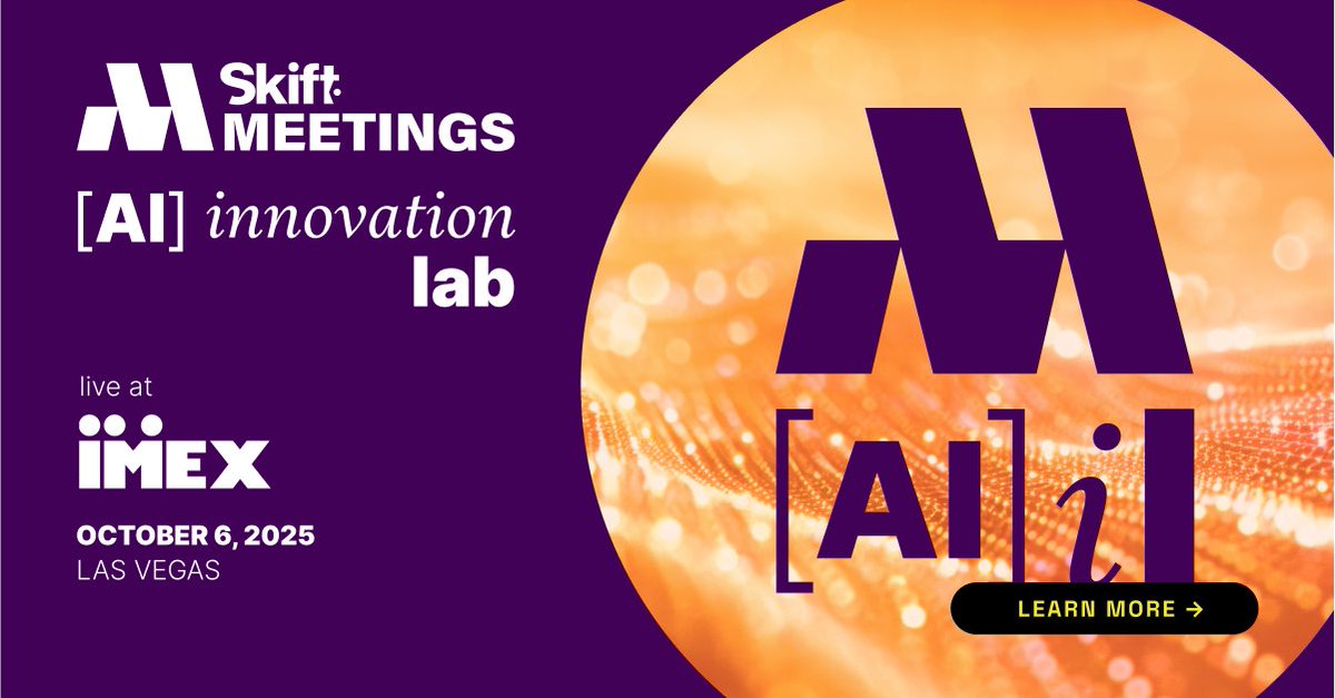 SkiftMeetings's tweet image. 🧠 Want to use AI in your events?

Join us at the Skift Meetings AI Innovation Lab at IMEX America — a hands-on workshop for event pros.

✅ Real prompts + use cases
📊 Skift Research insights
🏆 AI Prompt World Cup

🎟 Request invite: hubs.li/Q03wCl_s0