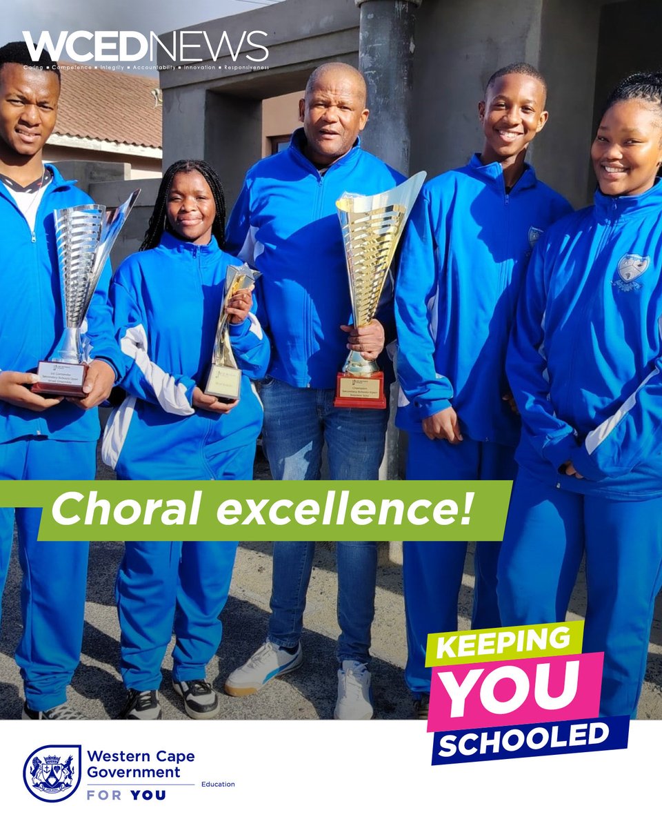 Harry Gwala Secondary School's choir shone at the 2025 South African Schools Choral Eisteddfod, winning 3 trophies! Congratulations to Yongama Takane, the best soloist, and the entire team! Read more here: westerncape.gov.za/education/harr…