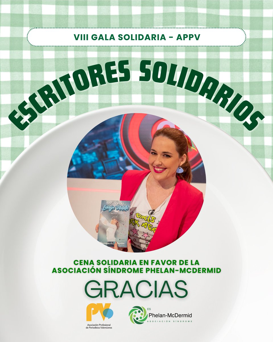 Asociación Síndrome de Phelan McDermid España (@phelanmcdermid) on Twitter photo ❇️ 𝐄𝐒𝐂𝐑𝐈𝐓𝐎𝐑𝐄𝐒 𝐘 𝐏𝐄𝐑𝐈𝐎𝐃𝐈𝐒𝐓𝐀𝐒 𝐃𝐎𝐍𝐀𝐍 𝐒𝐔𝐒 𝐎𝐁𝐑𝐀𝐒 𝐏𝐀𝐑𝐀 𝐋𝐀 𝐕𝐈𝐈𝐈 𝐆𝐀𝐋𝐀 𝐒𝐎𝐋𝐈𝐃𝐀𝐑𝐈𝐀 𝐀 𝐅𝐀𝐕𝐎𝐑 𝐃𝐄𝐋 𝐒𝐈́𝐍𝐃𝐑𝐎𝐌𝐄 𝐃𝐄 𝐏𝐇𝐄𝐋𝐀𝐍-𝐌𝐂𝐃𝐄𝐑𝐌𝐈𝐃 🍽️<a href="/_APPV_/">Asociación Profesional de Periodistas Valencianos</a>
💚 ¡GRACIAS POR APOYARNOS! #Valencia ❇️ 𝐄𝐒𝐂𝐑𝐈𝐓𝐎𝐑𝐄𝐒 𝐘 𝐏𝐄𝐑𝐈𝐎𝐃𝐈𝐒𝐓𝐀𝐒 𝐃𝐎𝐍𝐀𝐍 𝐒𝐔𝐒 𝐎𝐁𝐑𝐀𝐒 𝐏𝐀𝐑𝐀 𝐋𝐀 𝐕𝐈𝐈𝐈 𝐆𝐀𝐋𝐀 𝐒𝐎𝐋𝐈𝐃𝐀𝐑𝐈𝐀 𝐀 𝐅𝐀𝐕𝐎𝐑 𝐃𝐄𝐋 𝐒𝐈́𝐍𝐃𝐑𝐎𝐌𝐄 𝐃𝐄 𝐏𝐇𝐄𝐋𝐀𝐍-𝐌𝐂𝐃𝐄𝐑𝐌𝐈𝐃 🍽️<a href="/_APPV_/">Asociación Profesional de Periodistas Valencianos</a>
💚 ¡GRACIAS POR APOYARNOS! #Valencia