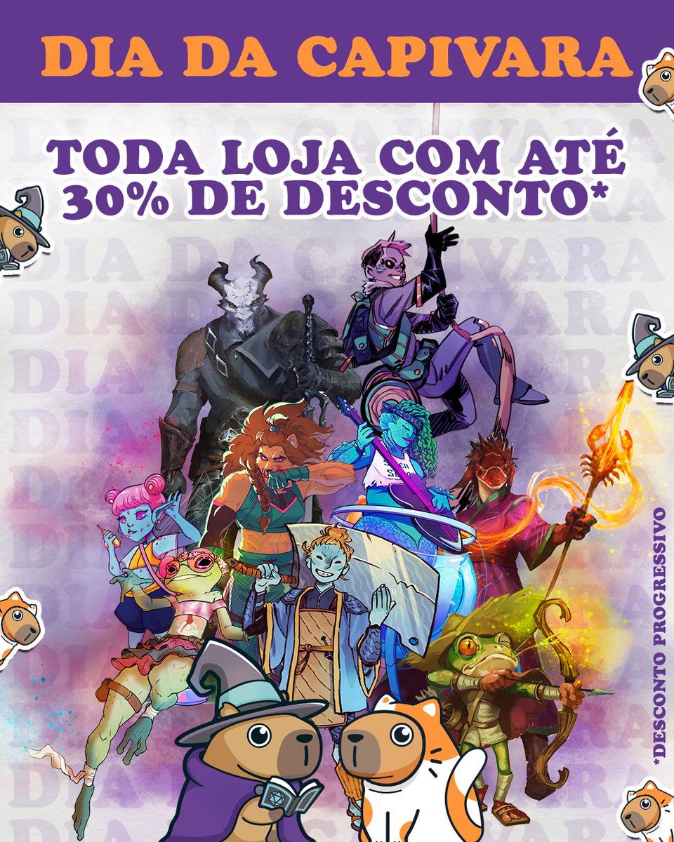 CapyCatGames's tweet image. 🎉🦫 DIA DA CAPIVARA É FESTA NA CAPYCAT! 🦫🎉
Hoje é o dia oficial da rainha das margens, a embaixadora da calmaria e da sabedoria pantaneira: a CAPIVARA!
E como a Catarina não ia deixar essa passar em branco, ela decretou:
💥 ATÉ 30% DE DESCONTO EM TODA A LOJA! 💥
📅 Só hoje,…