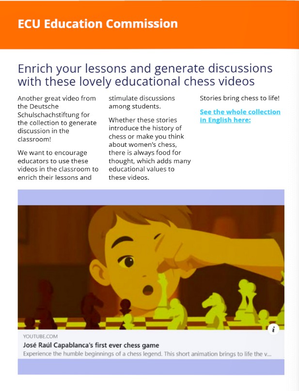 ECU_Education's tweet image. The latest ECU Magazine is out with the Latest #ChessinEducation News from the ECU Education Commission. Read online with interactive links to learn more: 👉
madmagz.app/viewer/6865756…
European Chess Union