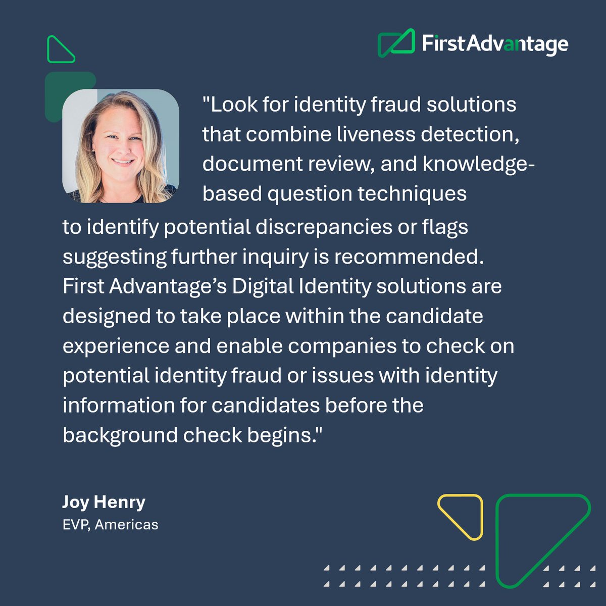#IdentityFraud is becoming more widespread in industries like #FinancialServices.

Joy Henry shares solutions organizations can utilize to spot red flags before the #BackgroundCheck begins. 

Learn more here: fadv.com/blog/the-futur…

#DigitalIdentity #BackgroundScreening