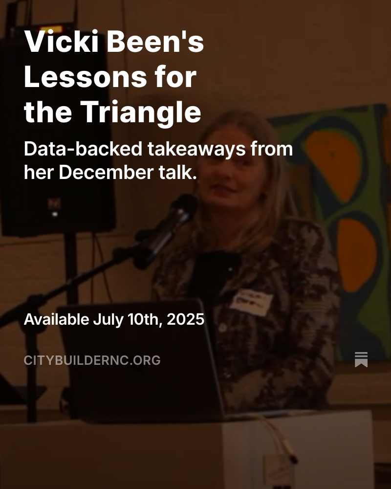 CityBuilder_NC's tweet image. Duke Fellow Kyairia Boughton shares lessons learned from Vicki Been on what the Triangle can learn about housing from other regions.
Read more: open.substack.com/pub/citybuild/…