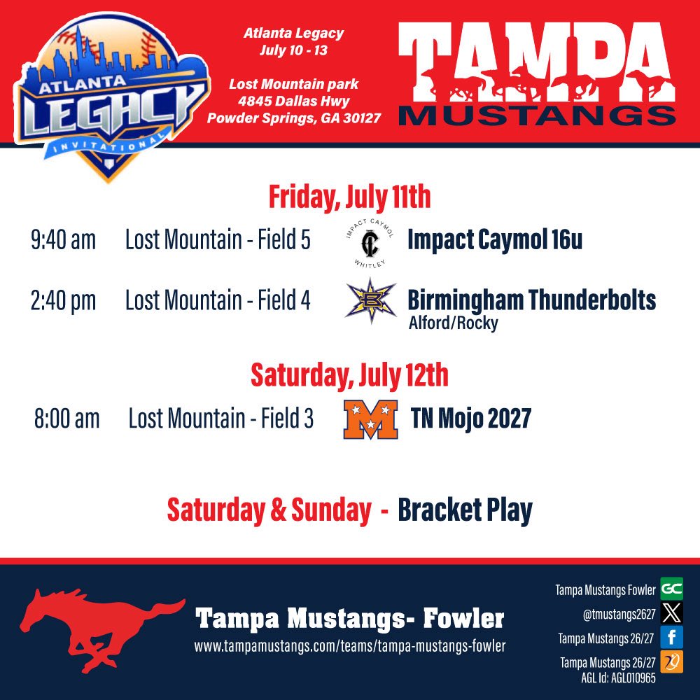 Auriana Turner (@aurianat2026) on Twitter photo Game times for this weekend!
<a href="/TMUSTANGS2627/">Tampa Mustangs Fowler</a>
<a href="/ExtraInningSB/">EXTRA INNING SOFTBALL</a>
<a href="/LineDsoftball/">Line Drive Media</a> Game times for this weekend!
<a href="/TMUSTANGS2627/">Tampa Mustangs Fowler</a>
<a href="/ExtraInningSB/">EXTRA INNING SOFTBALL</a>
<a href="/LineDsoftball/">Line Drive Media</a>