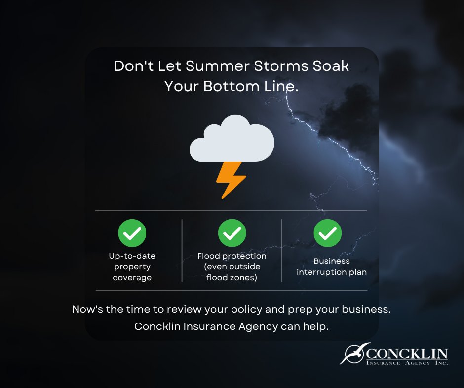 ConcklinA's tweet image. Summer storms are unpredictable.
Wind, flood, or outages can shut down your business fast.
Now's the time to review your coverage.

Let's make sure you're ready.
hubs.ly/Q03wfS4s0 | 630-268-1600
#StormPreparedness #BusinessInsurance #ConcklinInsurance