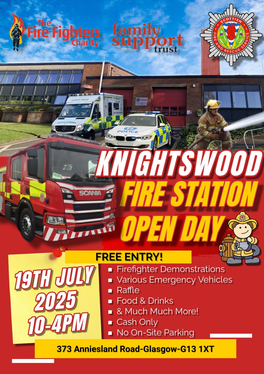 SFRS City of Glasgow (@scotfire_glasgo) on Twitter photo Come along to Knightswood Open Day Saturday 19th July between 10am and 4pm.
Loads of activities have been organised for the day.
#keepingourcommunitiessafe
<a href="/fire_scot/">Scottish Fire and Rescue Service</a> <a href="/SFRSYourSafety/">Scottish Fire and Rescue Service – Your Safety</a> <a href="/firefighters999/">Fire Fighters Charity</a> <a href="/sfrs_fst/">SFRS Family Support Trust</a> Come along to Knightswood Open Day Saturday 19th July between 10am and 4pm.
Loads of activities have been organised for the day.
#keepingourcommunitiessafe
<a href="/fire_scot/">Scottish Fire and Rescue Service</a> <a href="/SFRSYourSafety/">Scottish Fire and Rescue Service – Your Safety</a> <a href="/firefighters999/">Fire Fighters Charity</a> <a href="/sfrs_fst/">SFRS Family Support Trust</a>